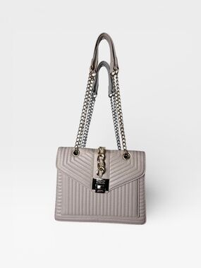 Badgley Mischka Quilted Crossbody Purse Bag Creme